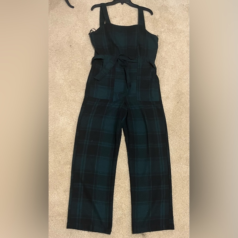 Dark green gingham romper